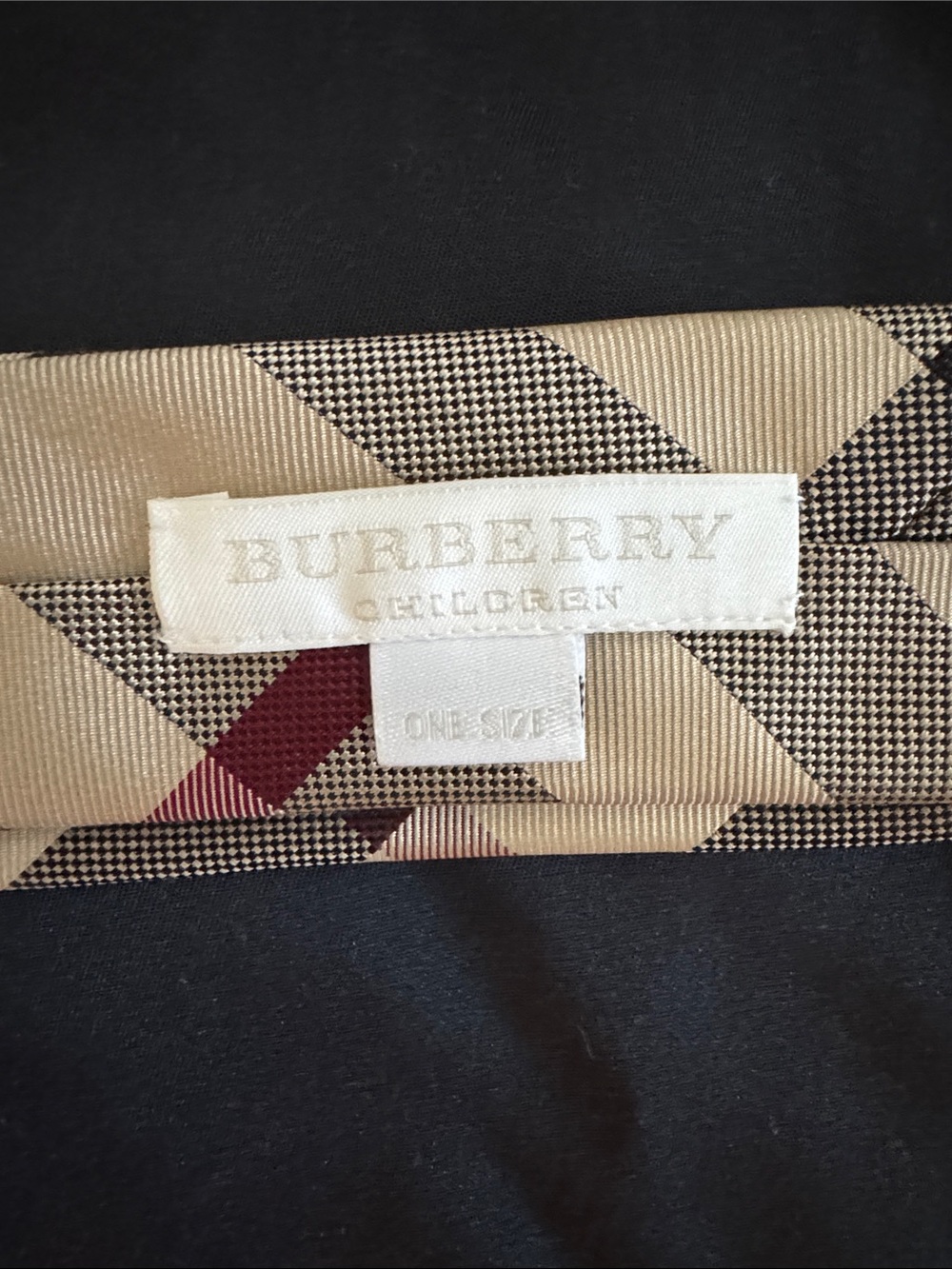 Burberry Light Beige Checkered Boys Tie - Picture 3 of 4